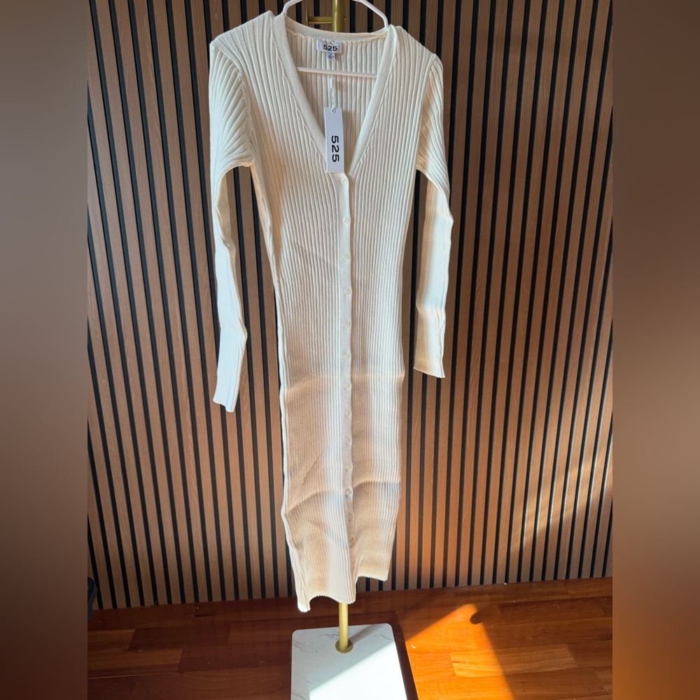 525 America, sold at Revolve, size M, cream colored, Ribbed, cotton, dress